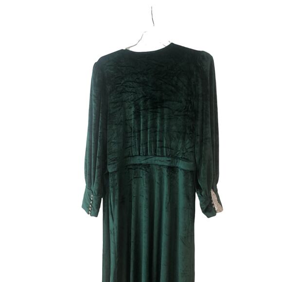 NWT Lady Gang Green Velvet Wrap Dress‎ Holiday Rich Maxi Christmas Party Dress - Picture 11 of 16
